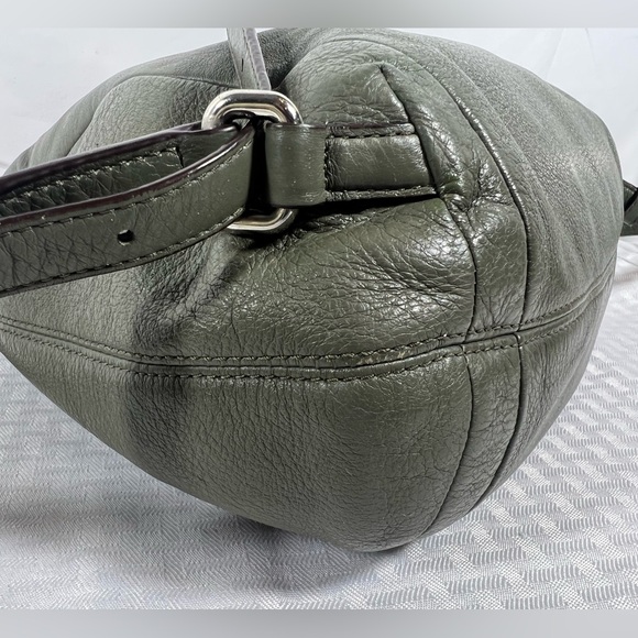 4019: Coach Olive Green Pebbled Leather Drawstring Backpack - Picture 7 of 13